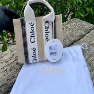 全新 CHLOE Woody TOTE bag MINI 深藍色帆布包購物包托特包