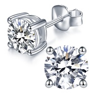Moissanite Stud Earrings with 0.6ct-3ct D Color Round Cut Lab Created Diamond Earrings in Sterling S