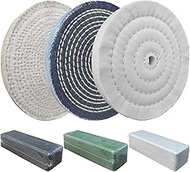 PURUI 6PC 6 Inch Stainless Steel Polishing Buffing Wheel Kit for Bench Grinder,kit with Each 1PC 1/2