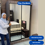 𝗙𝗥𝗘𝗘 𝗜𝗡𝗦𝗧𝗔𝗟𝗟-Modern Sliding Door Wardrobe Full Mirror (4ft x 6.5ft) [Free Installation Service]