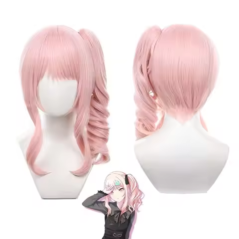 Halloween Cosplay Party Women Project Sekai Akiyama Mizuki Cosplay Wavy Pink Ponytail Wig