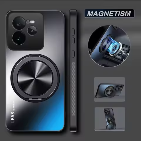 Ring Stand Matte Case For Oppo Realme GT7 Pro Racing Neo7SE Magnet Frosted Cover Realme 14 13 12 Pro