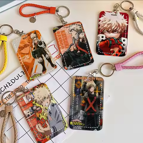 Anime Bakugo Katsuki Card Holde Applicable To Credit Cards Bus Card Soft Leather Rectangular Keychai