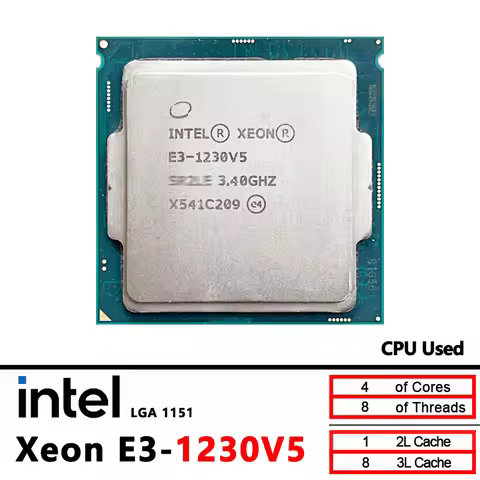 Intel Xeon E3-1230 v5 E3 1230v5 E3 1230 v5 3.4 GHz Used 4-Core 8-Thread CPU 80W LGA 1151