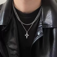 Gothic Black Cross Star Pendant Chain Necklace Y2k Choker Women Men Charm Grunge Punk Fashion Jewelr