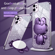 Casing For Apple iPhone 11 Pro Max Case iPhone 6 Plus Case iPhone X Case iPhone XS max Case iPhone 6S Plus Case iPhone XR Case iPhone 12 Mini Case Bunny Vanity Mirror Bracket Cartoon Stand Rabbit Holder Phone Cassing Cases Case Soft Cover WT