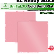 UniTak3D Cold Build Plate 257x257mm for Bambu Lab P1P/P1S/X1/X1C/A1/X2D/P2S /X1E– 3D Printer Bed