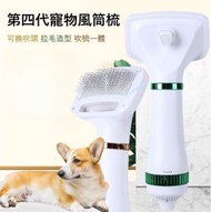 A1 - 第四代寵物風筒梳 可換不造型吹頭 拉毛吹乾造型吹風機 2合1貓狗捲梳 3種加熱設定|專業寵物|美容| - 風筒（金色）