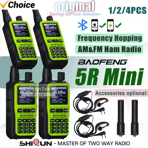 Baofeng 5R Mini Bluetooth Programming Ham Radio 5W UHF/VHF Dual Band AM FM Dual PTT Wireless copy fr