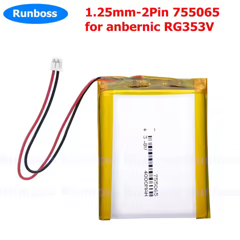 755065 4000mah 1.25mm 2Pin Plug Lithium Polymer Battery For Anbernic RG353V RG35XX Game Console Open