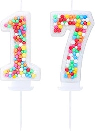 Kinsynko 17 Birthday Candle Rainbow Number 17 Candle for 16th Birthday Cakes Girl Women Colorful Swe