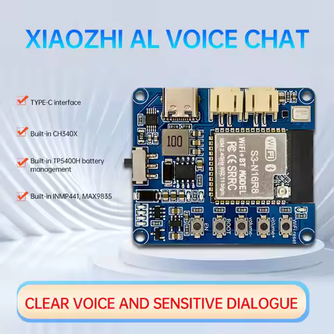 DeepSeek XiaoZhi AI Chat Module with TP5400, INMP441,MAX98357,PIR,Built-in CH340X,1-click burn,ESP32