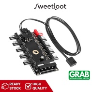 1 to 10 Port PC Cooling 4 Pin PWM Fan Hub Splitter Molex IDE Cable 12V Powered