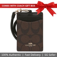 Coach Lanyard In Gift Box Lanyard In Gift Box Signature Pvc Lanyard Id Brown / Black # 63274