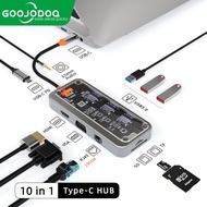 Goojodoq USB C HUB 10/8/6/5 in 1 Type-C Transparent Laptop Docking Station to HDMI VGA Card Reader R