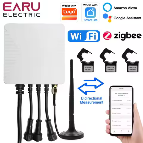 Tuya WiFi ZigBee Smart Bidirectional Energy Meter kWh Power Monitor Three Phase Single Phase 80A-100