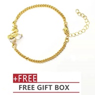 SSA 999 Gold Plated Swan Crown Crystal Charm Adjustable Bangle Bracelet for Women Gift BD13