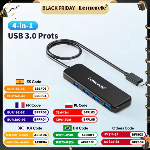 Lemorele USB 3.0 HUB 4 in 1 Type C Adapter 4 Ports Slot USB C Hub USB Hub 3.0 High Speed For Laptop