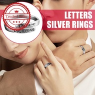 【fuwaw】 Retro Faith Ring Men And Women Trendy Personality Line Fashion Letter Ring Ring Old Open Ind