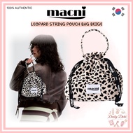 [MACNI] LEOPARD STRING POUCH BAG BEIGE | Leopard Bag | Beige Pouch | String Bag | Daily Doki