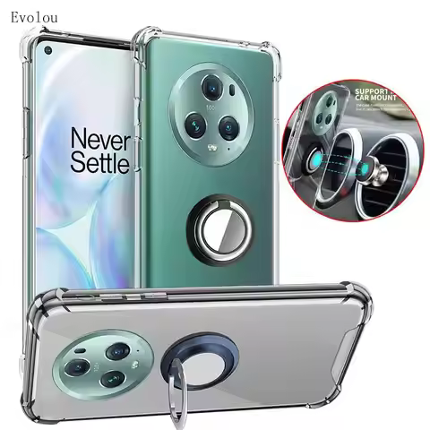 Magnetic Ring Holder Stand Case For Honor Magic 5 Pro Magic5 4 Lite Shockproof Transparent Silicone 