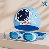 Combo of swimming goggles and swimming cap for children made of high quality, soft, waterproof silic