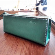 真皮 牛皮 拉鍊式鉛筆盒 筆袋 化妝包 可客製顏色 免費打印英文字