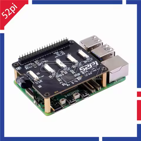 52Pi B14 Quad FPC PCIe HAT for Raspberry Pi 5 Daisy-Chaining Capability