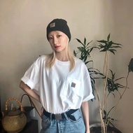 เสื้อยืดแขนสั้นผ้าฝ้ายแท้ Carhartt K87 สำหรับผู้ชายและผู้หญิง เสื้อชั้นในสไตล์อเมริกัน เสื้อโปโลทรงห