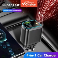 150W Car Charger PD30W Car  Adapter Voltage Display With Retractable Cable Fast Charger 22.5W For IO