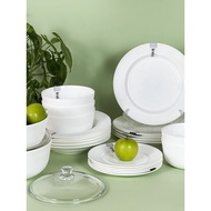 Felli Dinexe Opal Glass White Dinnerware Set (22 Pcs) - Linea [FREE S/S Cutlery 12 Pcs]