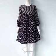Shanaya Batik Tunik Seling Hitam Cap Garutan Batik Cap Solo Atasan Batik Modern kekinian