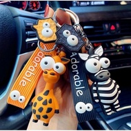 GANTUNGAN Cute Zebra Giraffe Keychain Bag Giraffe Animal Keychain/ Animal Keychain
