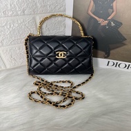Chanel香奈兒黑金 鏤空琺瑯手柄 Kelly