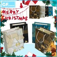 12PCS Christmas Paper Bag Xmas Gift Bags Stripe Rope Handle Bag Vintage Packing Paperbag WP502