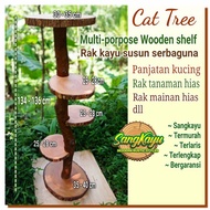 SangKayu Cat Tree Cat Tree Cat Climbing Multi-Purpose Wooden Shelf Flower Rack / Cat Tree / Cat Clim