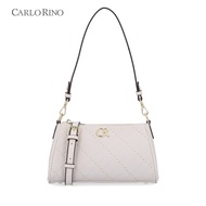 Carlo Rino Beige Glitz Quilted Crescent Bag