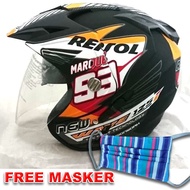 Marquez Repsol Honda Double Visor Helmet - Black Doff Helmet