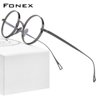 FONEX กรอบแว่นไทเทเนียมบริสุทธิ์ของผู้ชาย2021แว่นตาคอกลมแบบย้อนยุควินเทจใหม่น้ำหนักเบาพิเศษปี F85644