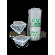 THINWALL 200 Sq/DM 200ML 200 SQUARE LUNCH BOX ML