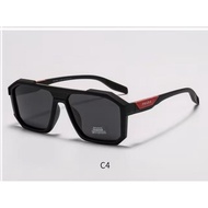 unisex double bridge octagon acetate polarized sunglasses red angular metal logo temple UV400 anti-g