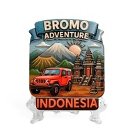 Bromo Adventure Refrigerator Magnet Souvenir + Display Legs, East Java, Indonesia Souvenirs
