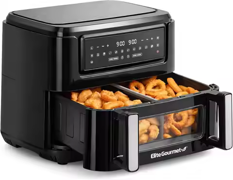 Dual Zone Air Fryer Oven 11QT with Sync Finish, PFAS Free Nonstick, 10 Presets for Air Fry Bake Roas