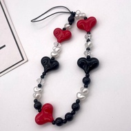 Tali pergelangan tangan ponsel gaya INS Korea kalung liontin manik-manik kristal warna-warni tali pe