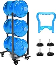 5 Gal Water Jug Rack： 3 Tier Movable Cooler Bottle Holder Stand for Kitchen Office (Black)