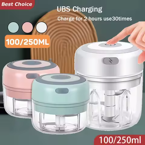 Electric Garlic Chopper 100/250ML Mini Portable Veggie Chopper Garlic Grinder Masher Onion Chopper B