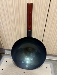 24cm熟鐵鑊 單人炒鍋  嬰兒輔食鍋 圓底 尖底聚油 物理不粘炒鍋 木柄