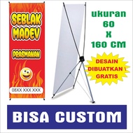 Stand Banner Berdiri Custom Tiang X/Y Banner Ukuran 60 x 160 cm Desain Gratis