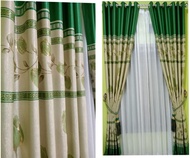 Gorden Blackout Premium Model Smokring Motif Bunga Tulip HIJAU, Gorden Jendela Pintu Aesthetic