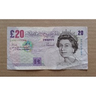 England Vintage 20 Pounds Old Banknote Queen Elizabeth For Collection Only